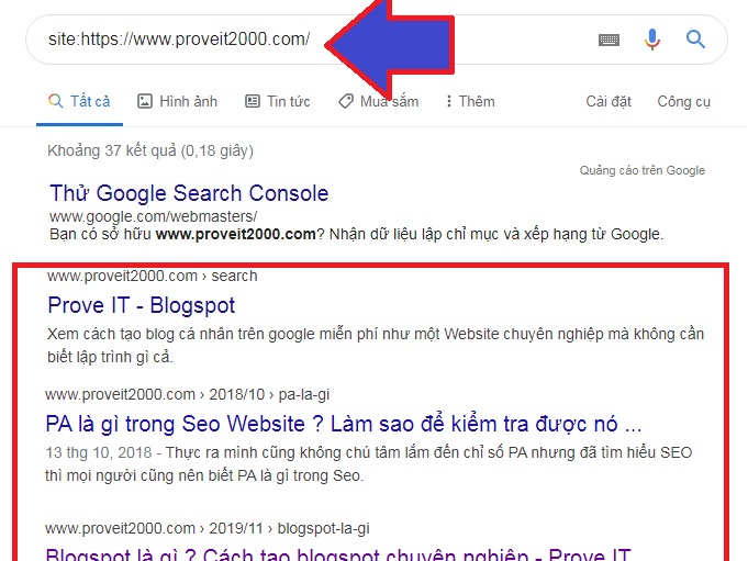 cách kiểm tra website đã được google index chưa