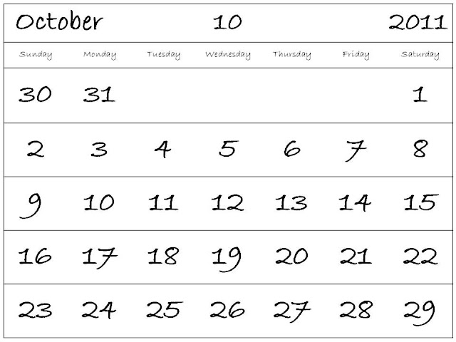 october 2011 calendar. Fancy October 2011 Calendar