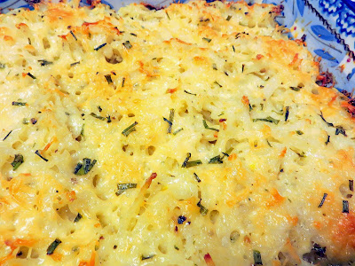 Chive and Onion Cheesy Hash Brown Potatoes, vegetarian and a cozy casserole for a winter day or a holiday potluck