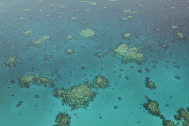 Great Barrier Reef as seen from a plane from Cairns