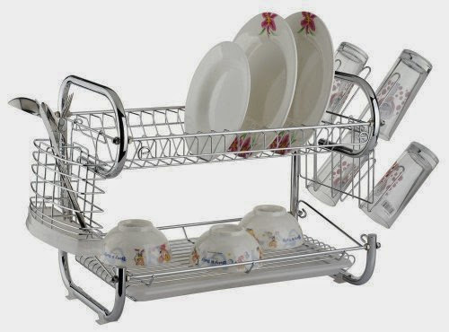  Deluxe 2 Tier Chrome Plated Dish Drying Rack (22