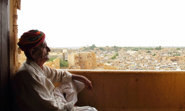 Elderly Rajasthani Gentleman and the Jaisalmer view