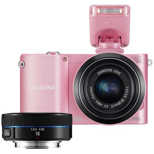 Samsung NX1000 Smart Wi-Fi Digital Camera Body & 20-50mm & 16mm f/2.4 Lens (Pink)