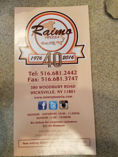 Pizza Restaurant «Raimo Pizza Hicksville», reviews and photos, 380 Woodbury Rd, Hicksville, NY 11801, USA