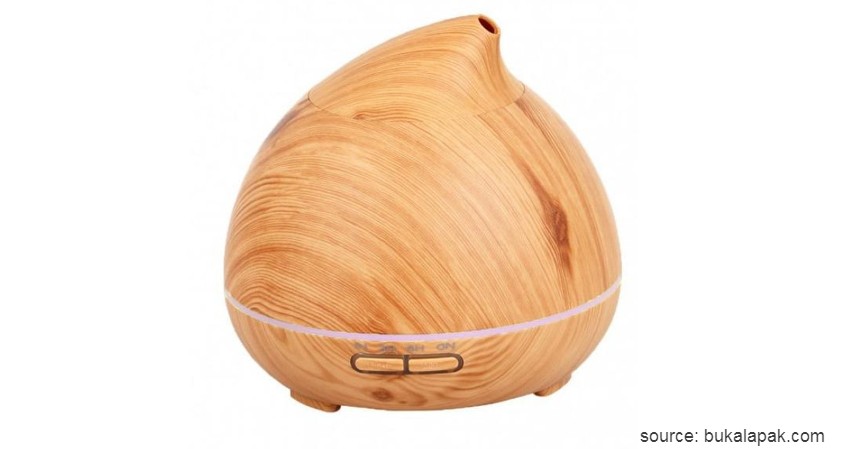 H20 Wooden Humidifier Aroma Diffuser 7 Warna Lampu LED - Coklat - Merk Air Humidifier Murah Terbaik