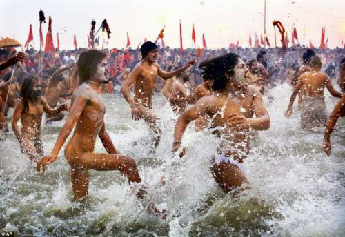 Kumbh Mela Millions Of Hindus Followed Holy Men Into The Cold Waters Of The Ganges