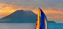 Sailng past Italy's volcanic island chain off Sicily