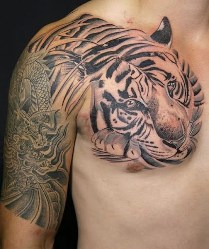 Tiger Chest Tattoos