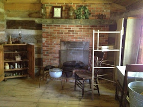 Inside view of the log cabin.