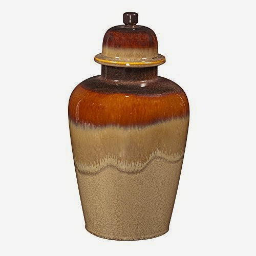  Howard Elliott 89027 Ceramic Jar with Lid, Large, Glossy Mocha/Merlot