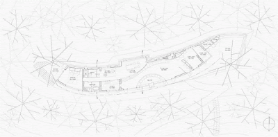 Denah Gorgeous House in a Hill by Cell Space Architects 13 600x297 Rumah Indah Di Lereng Bukit