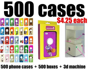Whoelsale Lot of 500 Phone Cases to Personalized Gift Minime 3d Photo Face for Apple Iphone 4/4s Case - Gold iPack Package (1) phone cases: 500 cases. (2) retail boxes: 500 boxes. (3) 500 films (4) 3D machine. Business in a box! Magically transformed 3D pictures in 40 seconds. A wonderful gift ...