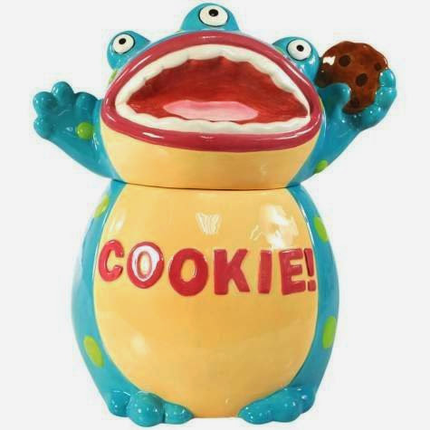  10.5 Inch Blue and Green Three Eyed Cookie! Monster Ceramic Cookie Jar