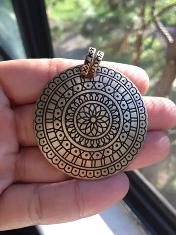 The Yellow thinking hat: Brass pendant with terracotta -2