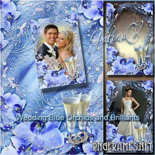 Romantic Frame - Wedding Blue Orchids and Brilliants