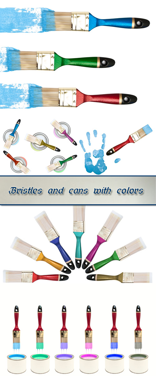 Bristles and cans with colors Bristles and cans with colors