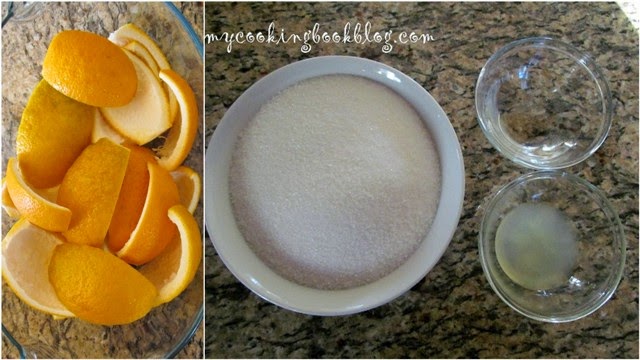 Захаросани портокалови корички на парченца