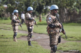 Bunagana, Nord Kivu, le 16 mai 2012, les forces spéciales jordaniennes sécurisent le périmètre de déploiement après les affrontements armés entre FARDC et les mutins qui occasionné la fuite de la population en Ouganda voisin malgré le déploiement des casques bleus- Ph. Sylvain Liechtin