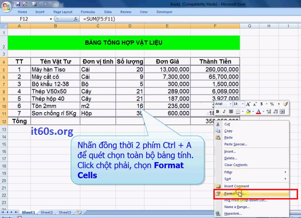 Hướng dẫn cách ẩn công thức trong Microsoft Excel 4