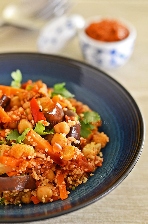 Vegetable Couscous with Harissa Sauce