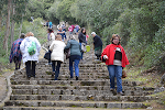 A escalada íngreme de 150 degraus