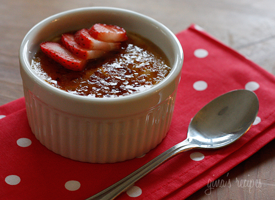 Creme Brulee for breakfast? No, I haven't lost my mind! The custard in this low fat creme brulee is actually Greek yogurt sweetened with fruit preserves on the bottom, and topped with fresh fruit.