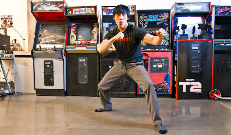 Gray Karate Casuals Chris in fighting stance