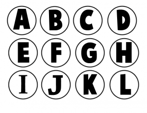 من اغطية الزجاجات لعبة لتعليم الحروف  Printable-alphabet-letters-bw-1-300x231