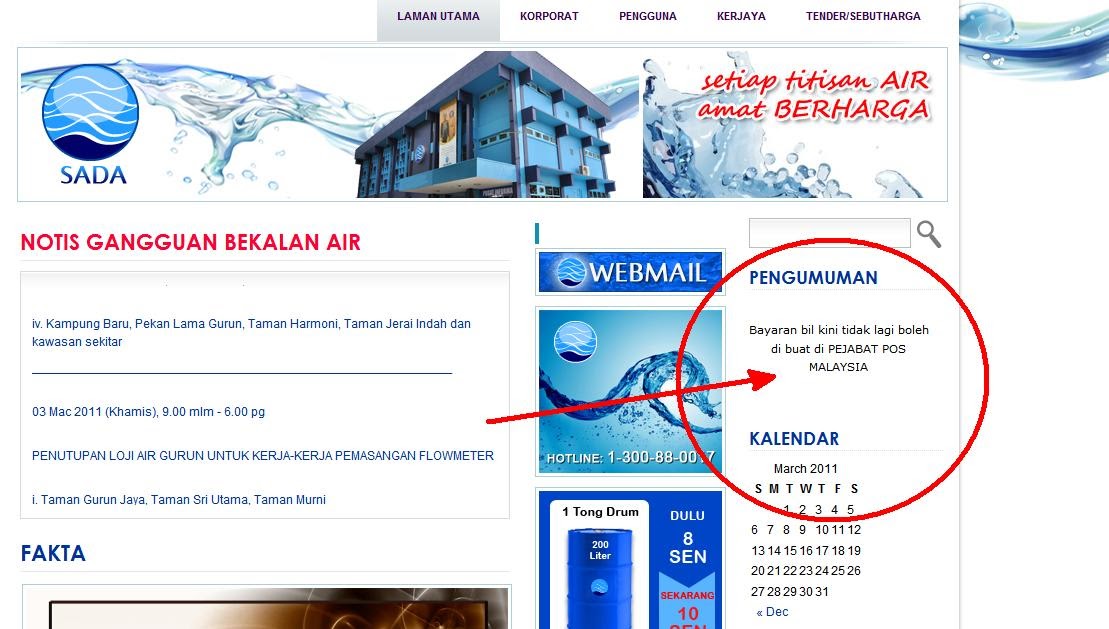 Semak Bil Air Online Sada - Malaya