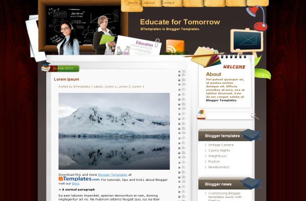 Wooden Brown Education Blogger Theme Template