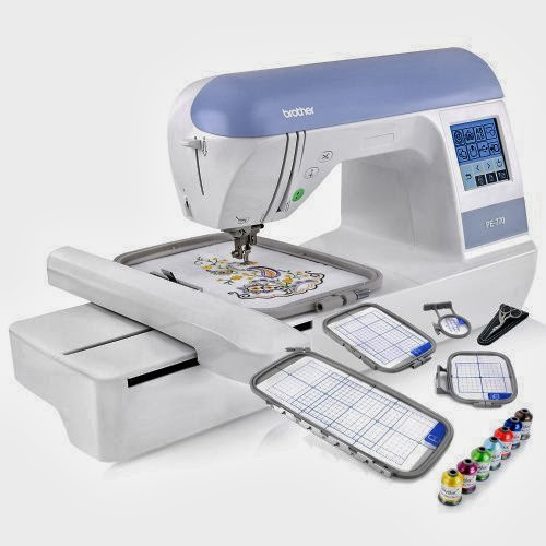 Brother PE770 (PE 770) Embroidery Machine w/ USB Flash Port and Elipse 4-Hoop Embroidery Package w/ Embroidery Thread and Scissors