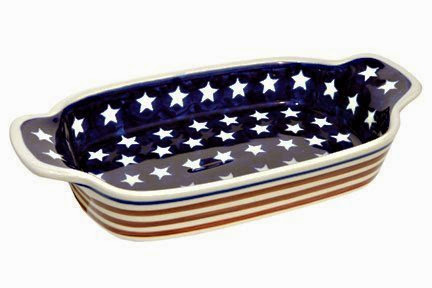  Polish Pottery Stars  &  Stripes Rectangular Serving Dish