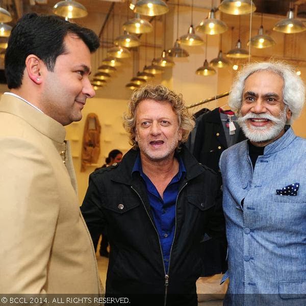 Ashish Soni, Rohit Bal and Sunil Sethi during the Be Open exhibition, held at IGNCA, Janpath, New Delhi, on February 10, 2014.