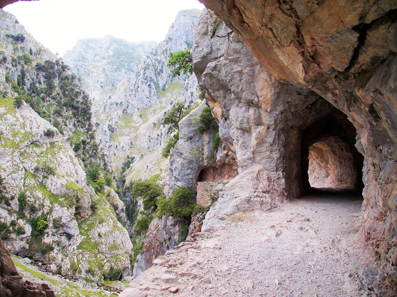 Tunnels carved onto the Cares cliffside