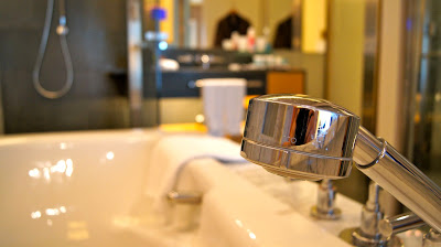The bathtub is large and comfortable<