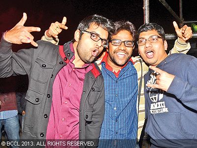Vishal, Knaveen and Kartheek pose for the cameras during Parikrama's performance at IIM Lucknow. 