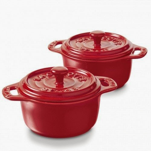  Staub Ceramic 4 inch Mini Round Cocotte, Set of Two, Rouge