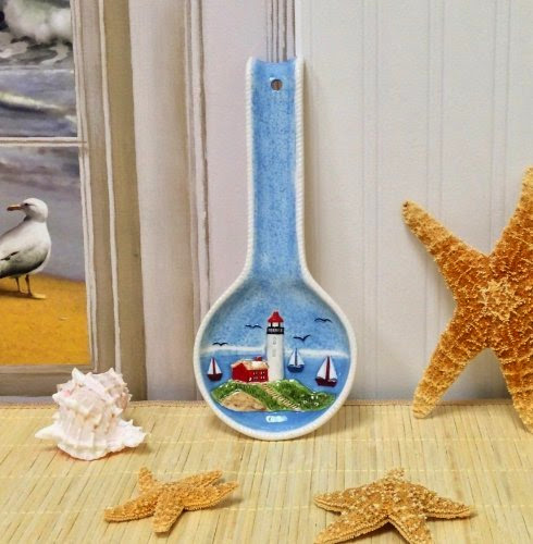  Tuscan Island Lighthouse Hand Painted Spoon Rest 10