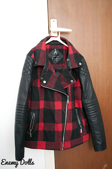 Primark biker red black