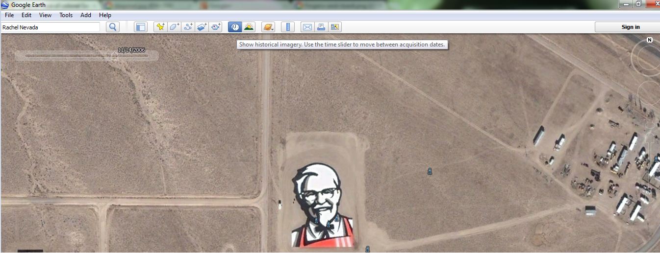 Large picture of colonel Sanders near Rachel, Nevada Google Earth Community