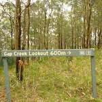 Sign to Gap Creek Lookout near Monkey Face Viewpoint in the Watagans (322883)