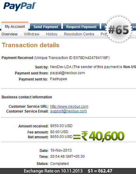 Neobux Payment Proof 65