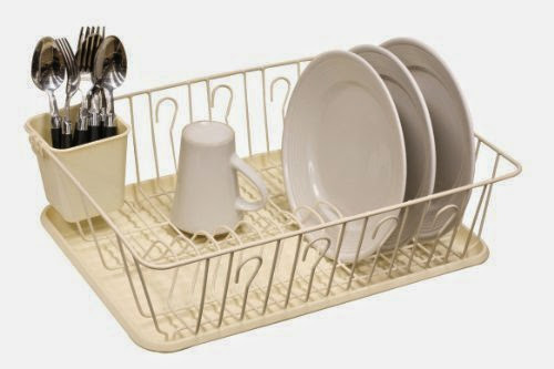  Home Basics Dish Drainer, 3-Piece, Vinyl Biege