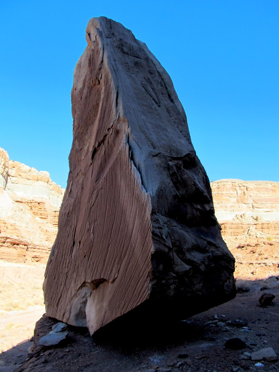 Large boulder standing on end