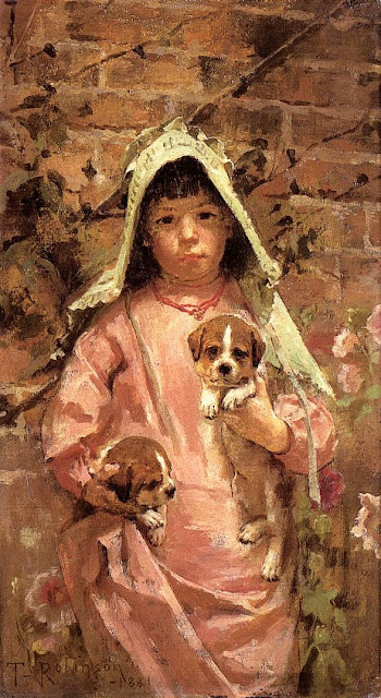 Theodore Robinson - Girl with Puppies
