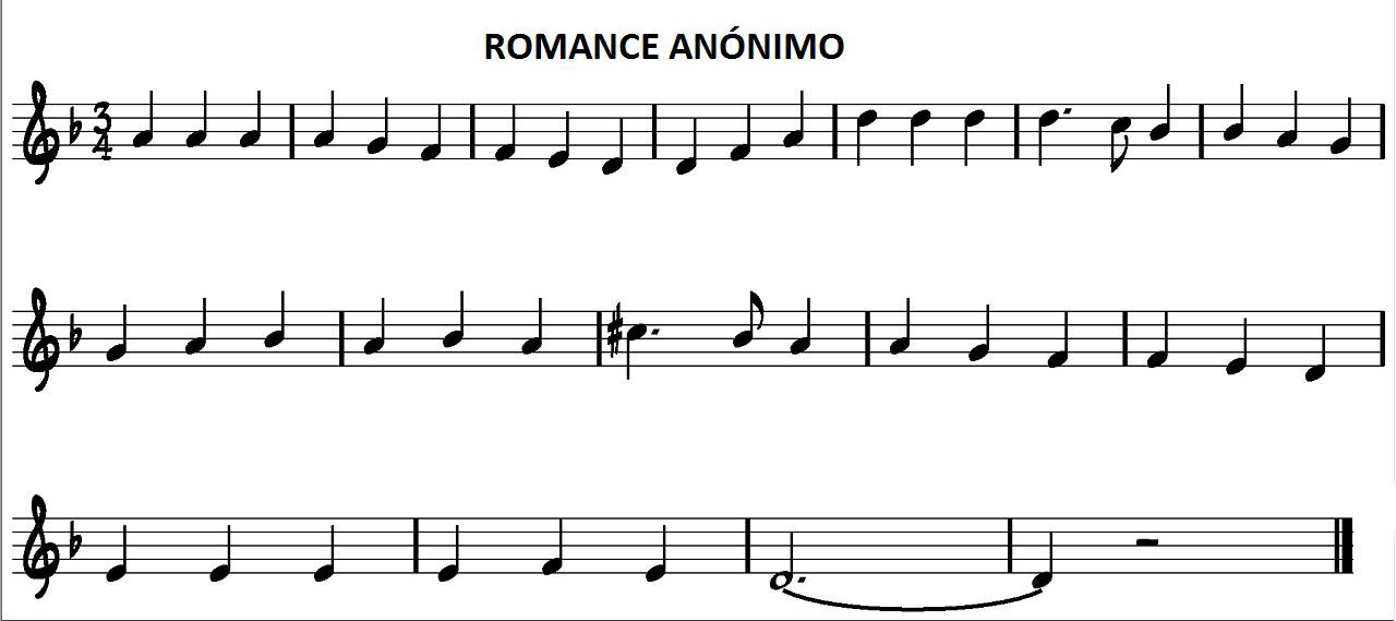 diegosax: Romance Anónimo Partitura Fácil, Letra y acordes para guitarra.  Partituras para flauta, saxofón y otros instrumentos melódicos
