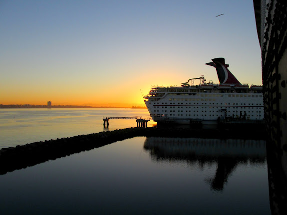 Cruise ship moored off our stern