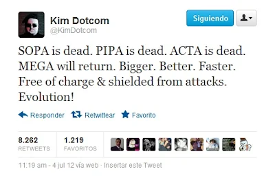 
Kim Dotcom anuncia que regresa Megaupload atravez de su cuenta de twitter