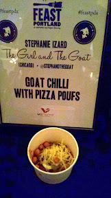 Stephanie Izard of The Girl and The Goat (Chicago, IL)- Goat Chilli with Pizza Poufs at Feast Portland 2013 High Comfort