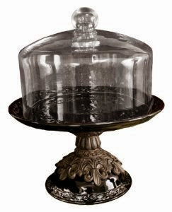 Drake Design Onyx Pedestal Dessert Plate with Glass Dome